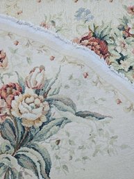 Stunning Ivory Needlepoint Floral Round Rug Aubusson Design Measures Approximately 8' X 8'