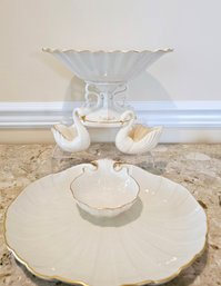 Grouping Of Lenox Items: Vase, Swans And Dish #24