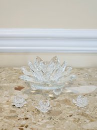 Crystal Lotus Candle Holder By Ranoldi And Three Little Crystal Decorative Flowers #29