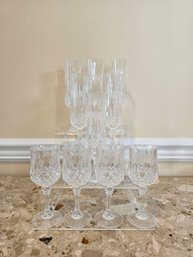 Cristal D'arques France 6 Champagne And 4 Wine Glasses/Water Goblets #39