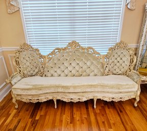 Venetian Neo-Baroque Ivory Sofa Velvet In Silver/Gray  #53