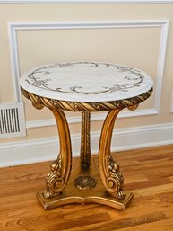 Italian Hollywood Regency Marble Top Coffee/Side Table #54