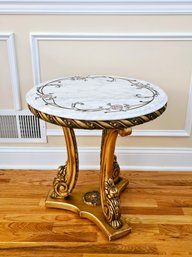 Italian Hollywood Regency Marble Top Coffee/Side Table #55