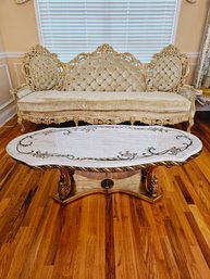 Italian Hollywood Regency Marble Top Coffee Table #56