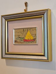 6.5 X 7.5 Hand Painted Gold Leaf Italian Art Framed  #62