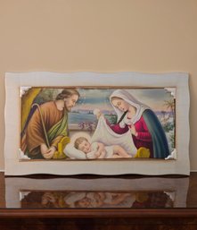 17.5 X 31.5 Italian Holy Family Wall Plaque In Laminato Ag Silver Corner Frames  #75