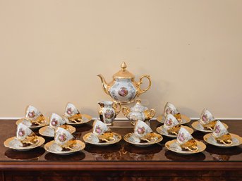 Bavarian Porcelain 29pc. 22 Kt Gold Tea Set Service For 12  #87