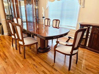 Luxury Italian Tradition Saltarelli Florence Walnut Finish Extending Dining Table W/TwoLeaves And 6 Chairs #98