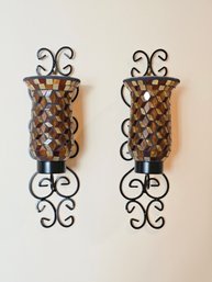 A Pair Of Beautiful Mosaic Glass Wall Sconces #103