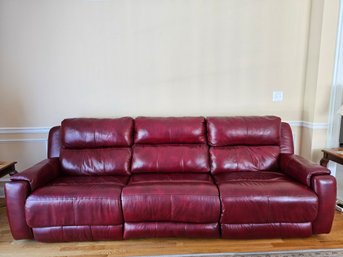 Red Leather Power Recliner With Power Headrest Sofa #106