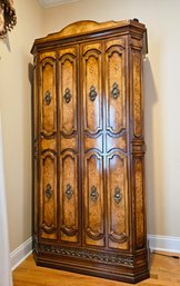 Vintage 1980s Wood Armoire With 4 Drawers And 3 Shelves #115/1