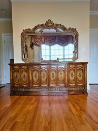 Vintage 1980s Wood Dresser With Hidden Drawers And Large 50 X 66 Vintage Union City Grand Mirror #115/2