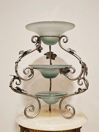 Decorative Iron Dessert Stand With Glass Bowl/Inserts 19'H X 15'W #133