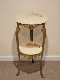 Italian Two Tier Brass And Marble Side Table 29.6'H  #139