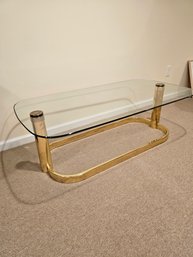 Modern Brass Plate And Glass Coffee Table #143