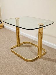 Modern Brass Plate And Glass Coffee Table #156