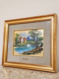 12 X 13.5 Contemporary Oil Painting By European Artist Guida  Matted And Framed #163