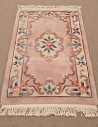 Vintage Oriental Hand-knotted Wool Chinese Art Deco Aubusson Rug Pink Floral 69' X 37'  #165