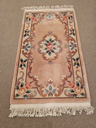 Vintage Oriental Hand-knotted Wool Chinese Art Deco Aubusson Rug Pink Floral 69' X 37'  #166