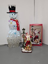 Lighted Snowman And Santa With Led Lamp Post And Other Lights #177