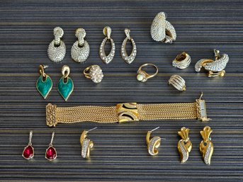 Lot Of Vintage Jewelry, Earrings, Bracelet, Rings #214