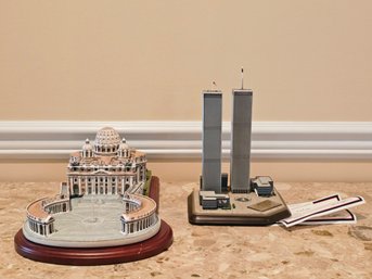 Denbury Mint 'The Vatican' St. Peter's Basilica Model Sculpture And Twin Towers Commemorative Sculpture #225