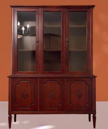 Stanley Mid-century Modern Walnut China Cabinet  67'H X 48'W X 17'D #112