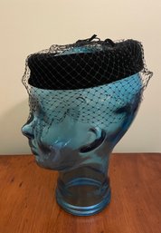 Vintage Black Fascinator Hat Net Veil  #390