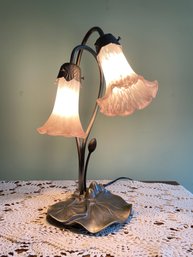 Mid Century Art Glass Tulip Shades Table Lamp 15' Tall  #301