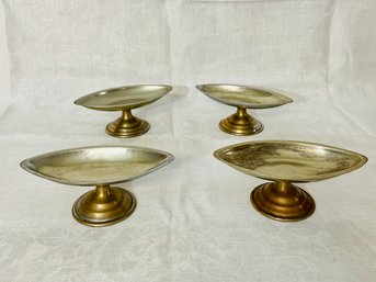 Set Of 4 Antique Vintage Metal Ice Cream Bowl Banana Split Dishes By T.C. Raine & Co New York #222