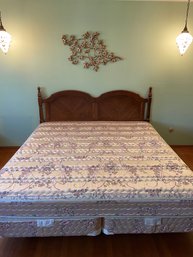 Vintage MCM King Size Headboard By Bassett Furniture 46 1/2 X 76 , Box Spring, Bed Frame And Mattress  #47