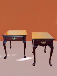 2 Beautiful Pennsylvania House Cherry Queen Anne End Tables With Drawer  #101