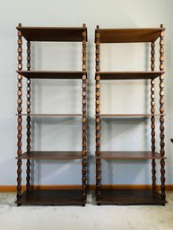 Lot Of 2 Vintage Wooden Wall Shelves - Etagere 62'H X 24'W X 12'D  #156