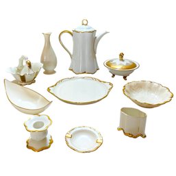 Lot Of Alka Kunst Kronach Bavaria Gold Striped White Porcelain Items And 3 Lenox Items #76