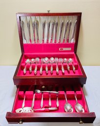 80 Pcs 1847 Rogers Brothers Springtime Silver Plated Flatware In Large Wooden Case  #63