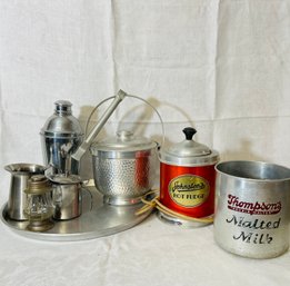 Antique Johnston Hot Fuge Warmer, Thompsons Double Malted Milk Canister, Italian Ice Bucket And More  #238