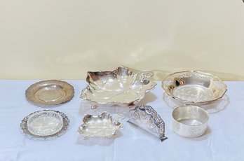 Beautiful Lot Of Silverplate Bowls, Napkin Holder, Ashtrays #65