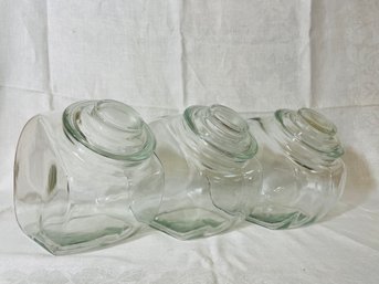 Lot Of 3 Vintage Glass Candy Canisters #233