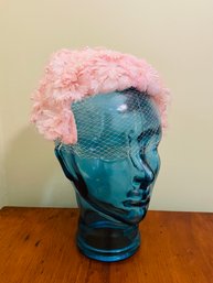 Vintage Union Made Gorgeous Pink Fascinator Hat Net Veil #387