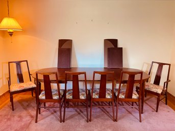 Gorgeous Mid Century Modern Extandable Dining Table ( 3 Leaves ), Pads And  4 Chairs And 2 Armchairs #108