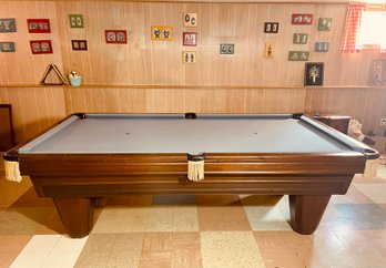 1970 Brunswick Heritage Pool Table Hardwood Construction And Solid Mahogany Wood W/leather Net Pockets #176