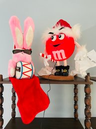 Vintage Light Up M&M And Vintage Energizer Bunny Christmas Stocking #299