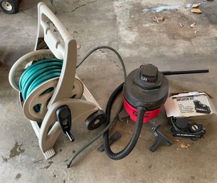 Vintage 5 Gallon Shop Vac Vacuum, Hosemobile Garden Hose Reel Cart W/hose And Air Inflator 200 Kit   #269