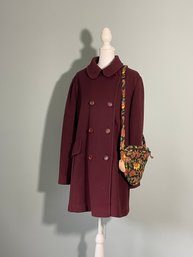 Vintage MacKintosh New England ILGWU Made In USA Wool Short Coat And Vintage Embroidered Purse By Angelo#291