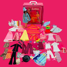 Vintage 1966 -68 Original Barbie Doll, Barbie Doll Clothes And  Dollikin Wardrobe Case   #86