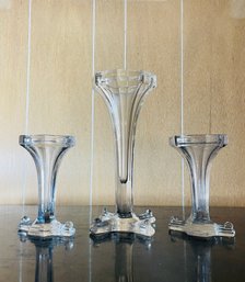 Lot Of 3 Antique Glass Pedestal Stands/Displays 12' And 7' Inch Tall  #210