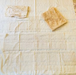 Vintage Lace Runners, Tablecloth 49 X 66 And Doilies #314