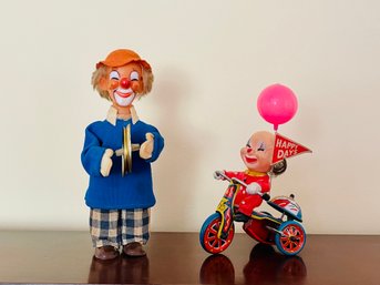 Vintage Clown Playing Cymbals And Vintage Clown On Tricycle  #18