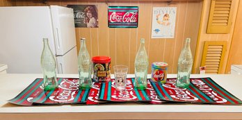 Lot Of Vintage Coca Cola Bottles, Placemats And Puzzle #251