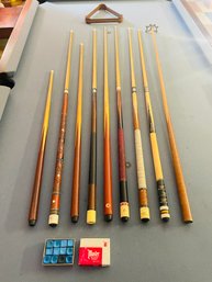 Lot Of 8 Classic Solid Wood Billiard Cues #177